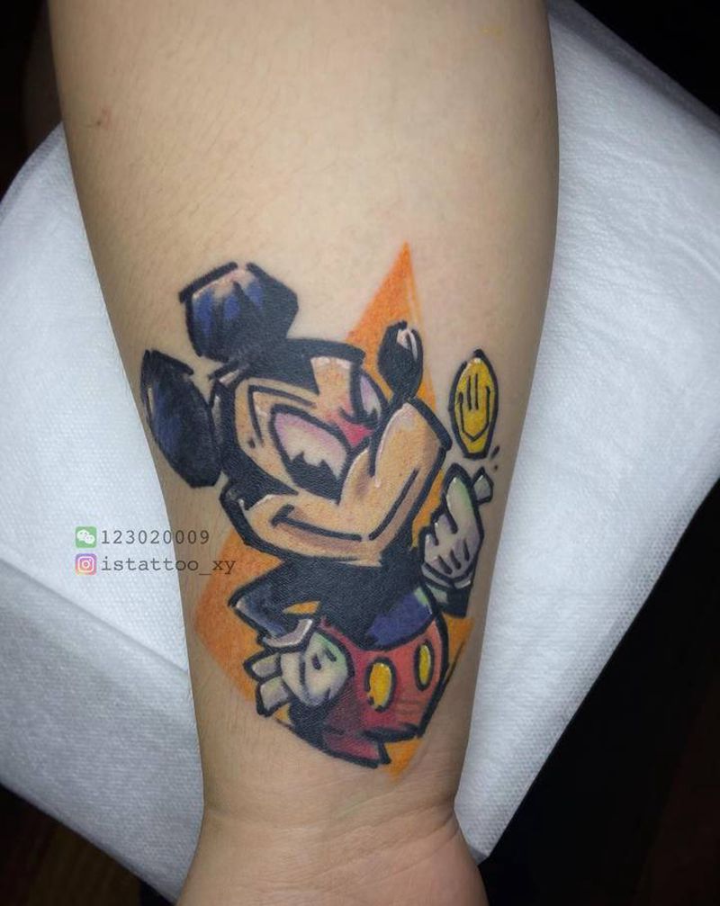 米奇（遮盖作品）纹身图片_手臂New School纹身图案