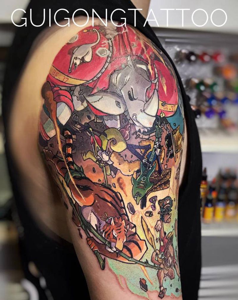动漫题材纹身图片_手臂肩部New SchoolOld School纹身图案