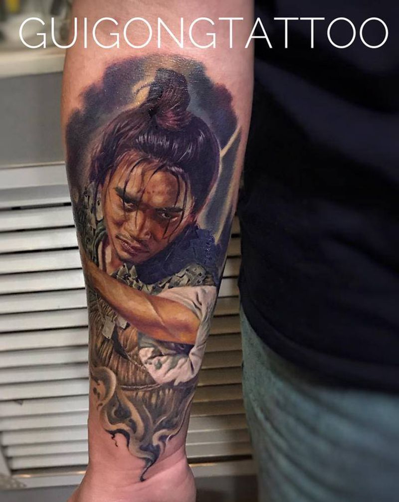 东邪西毒纹身图片_手臂欧美写实纹身图案