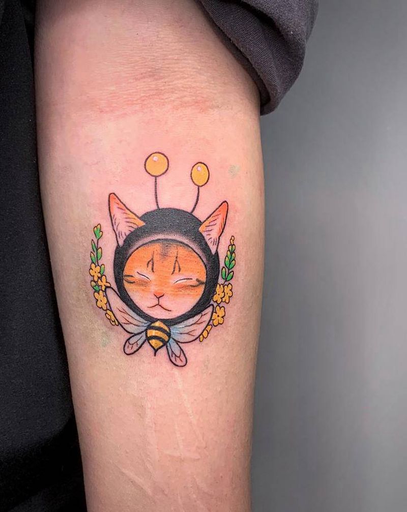 猫✨纹身图片_手臂小清新纹身图案