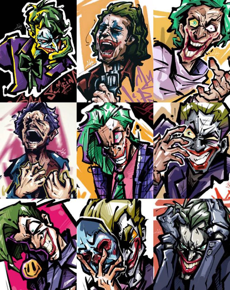 小丑集合纹身图片_手臂腿部New School小丑纹身图案