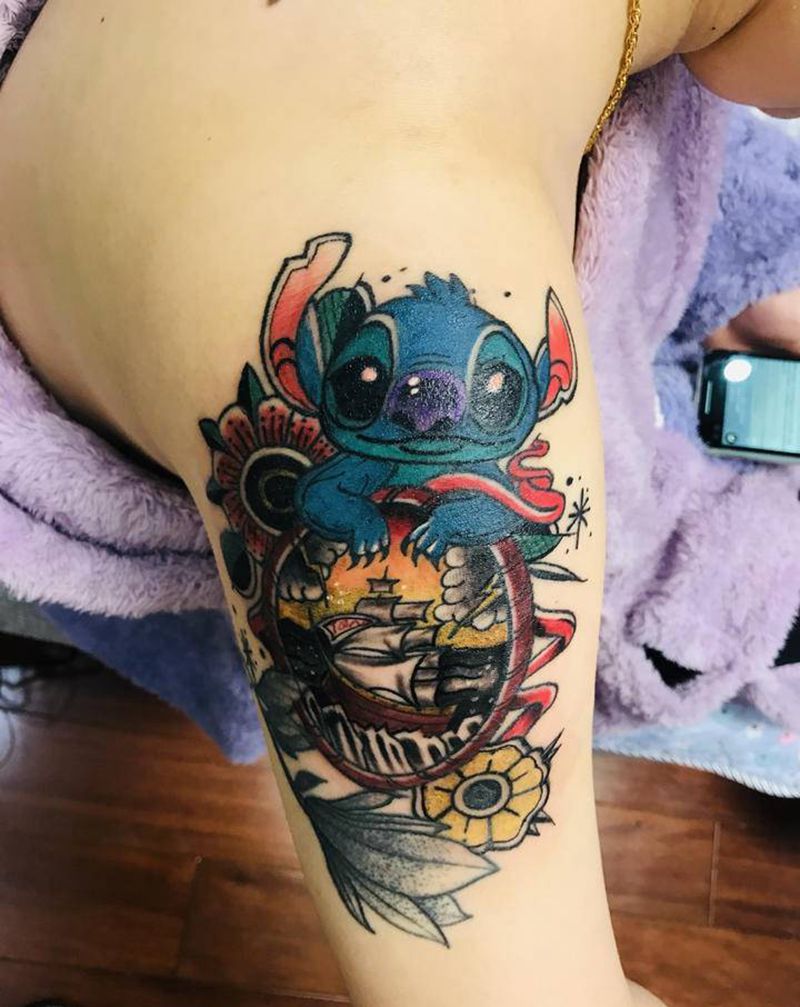 史迪仔纹身图片_手臂New School纹身图案