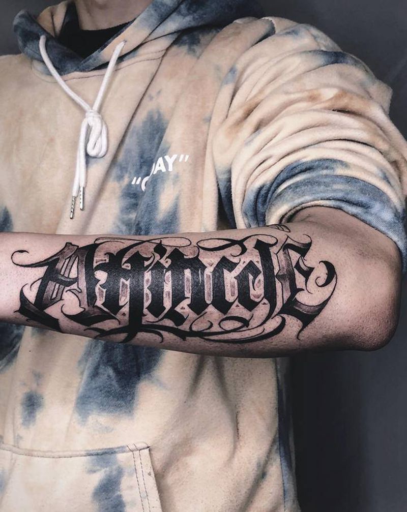 NO.2 奇卡诺✨纹身图片_手臂花体字纹身图案