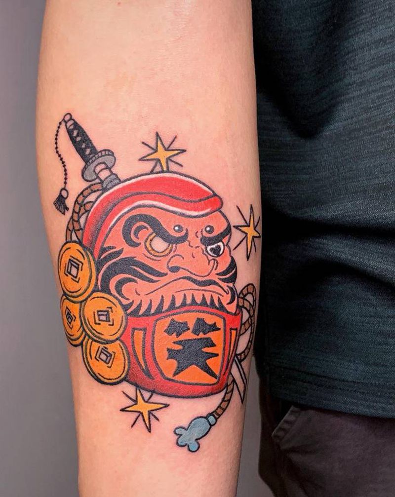 达摩✨纹身图片_手臂New School卡通纹身图案