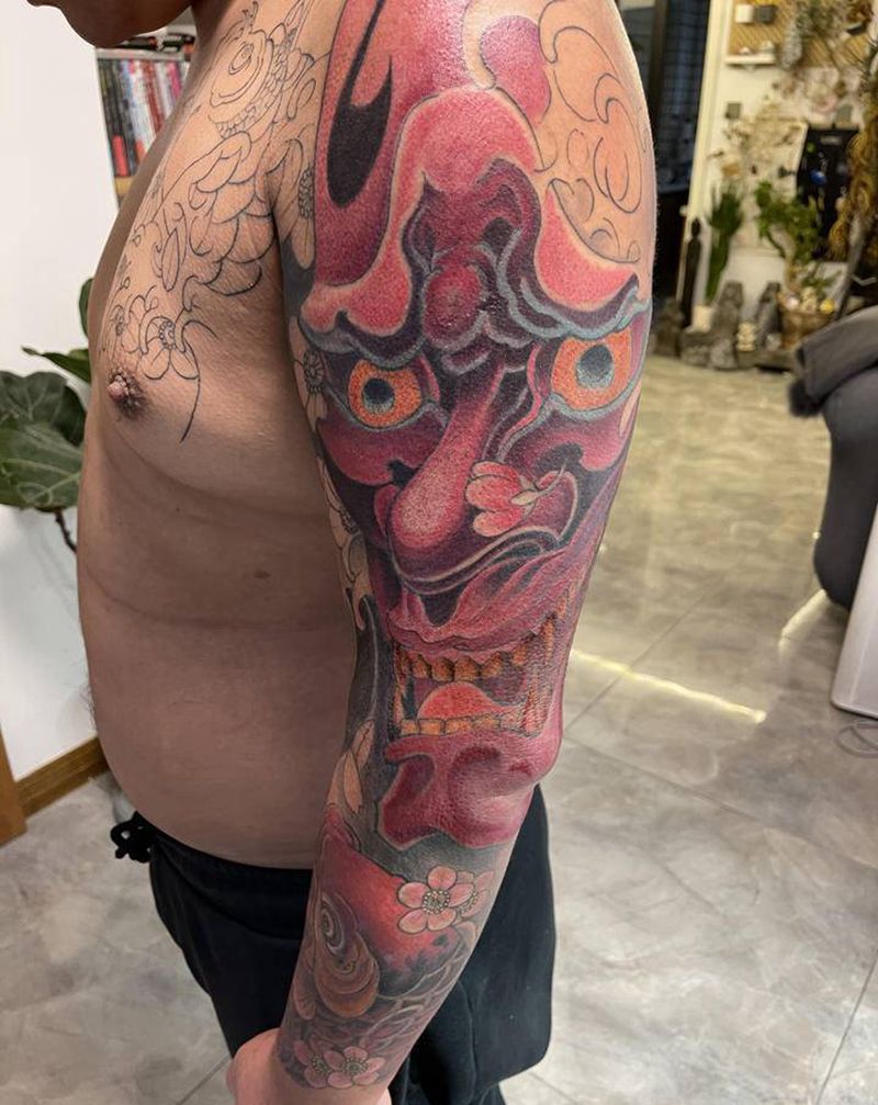 黝大般若纹身图片_手臂腿部老传统新传统纹身图案