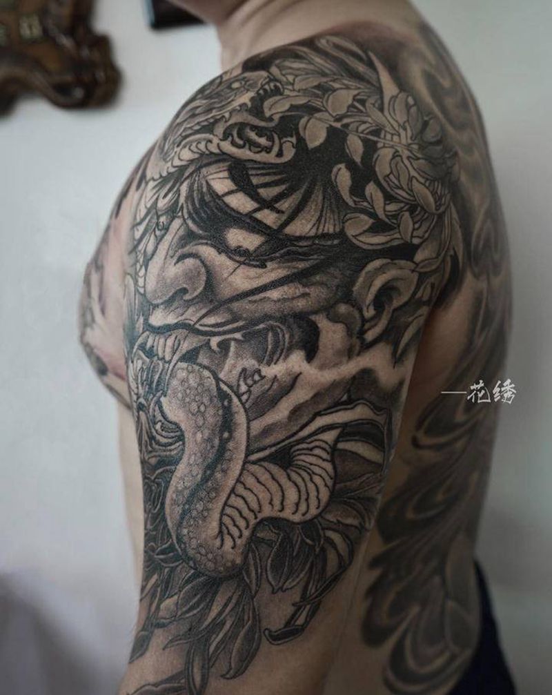 般若纹身图片_手臂肩部新传统老传统纹身图案