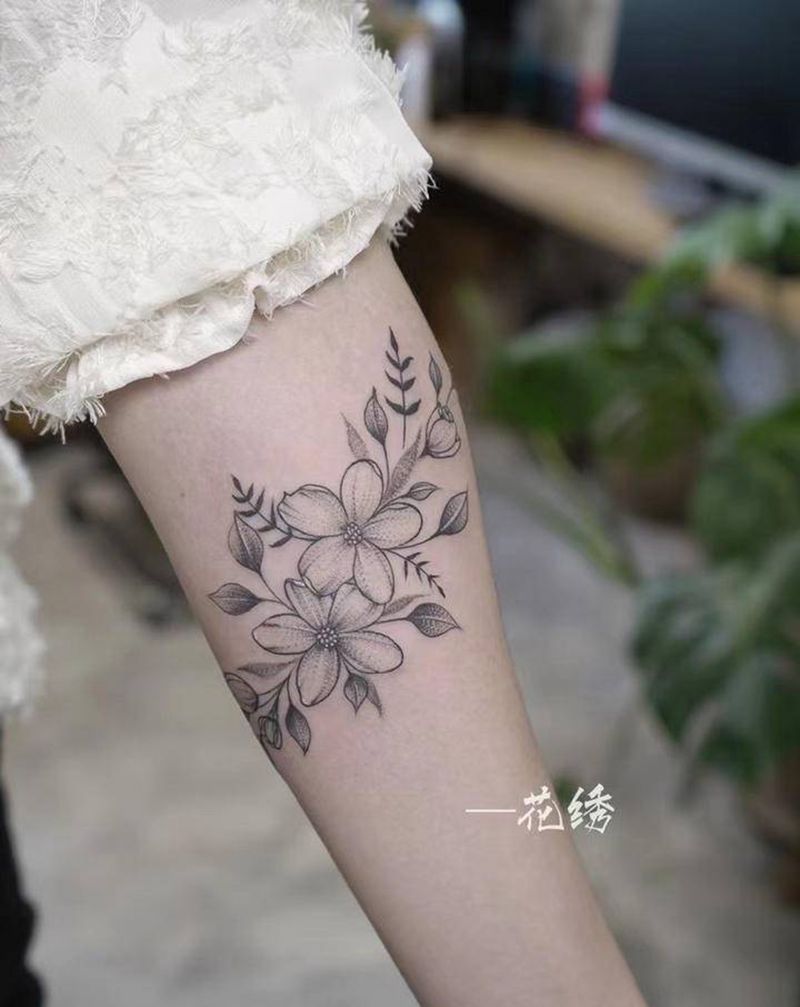 素花纹身图片_手臂腿部几何欧美写实纹身图案