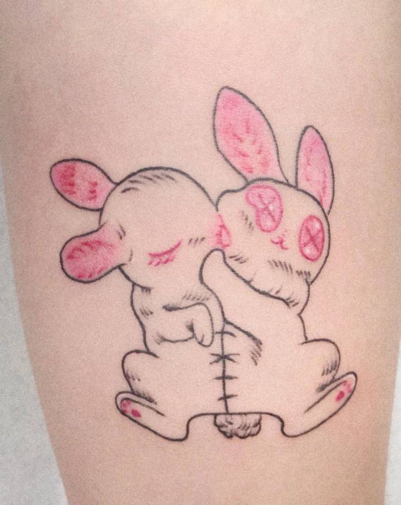 无脑纹身图片_手臂腿部几何水彩纹身图案