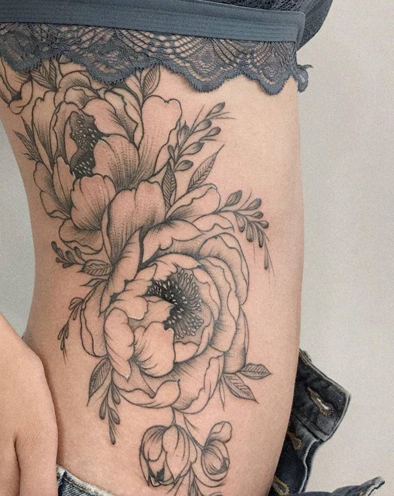 无敌腰纹身图片_腰部腹部几何点刺纹身图案