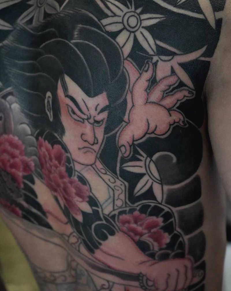 战士纹身图片_背部腿部老传统新传统纹身图案