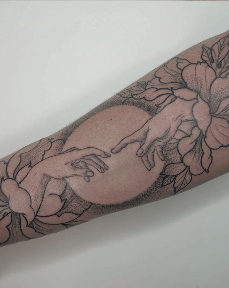 花纹身图片_手臂腿部点刺几何纹身图案