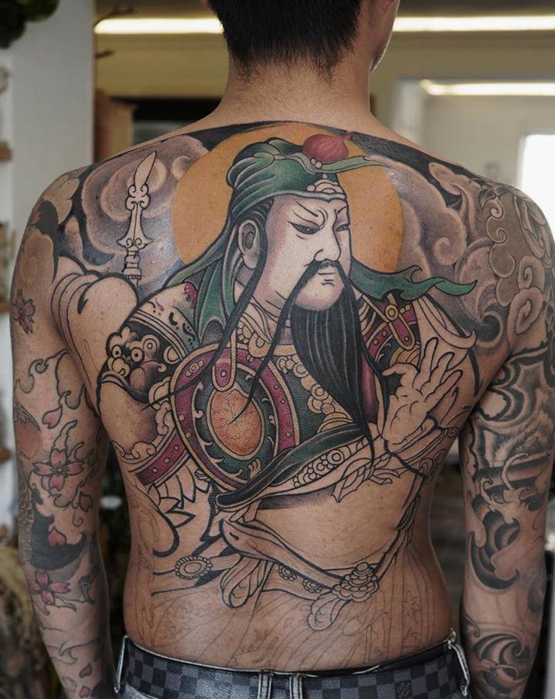 关公纹身图片_背部腿部新传统老传统纹身图案