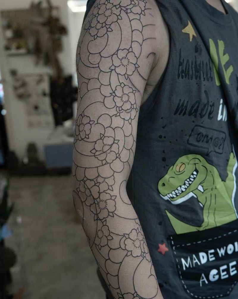 待续纹身图片_手臂腿部老传统新传统纹身图案