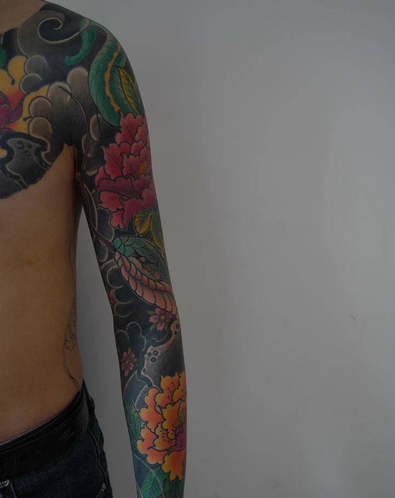 二手修改纹身图片_手臂腿部老传统新传统纹身图案