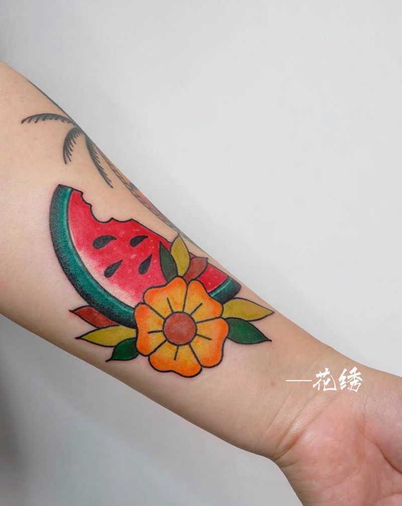 西瓜纹身图片_手臂肩部New SchoolOld School纹身图案