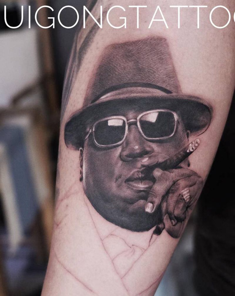 Biggie纹身图片_手臂欧美写实纹身图案