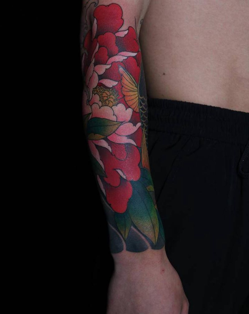 遮盖作品纹身图片_手臂新传统纹身图案