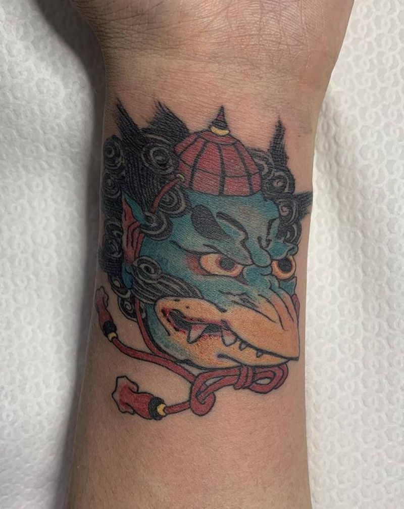 鸦天狗遮盖旧图纹身图片_手臂手部老传统纹身图案