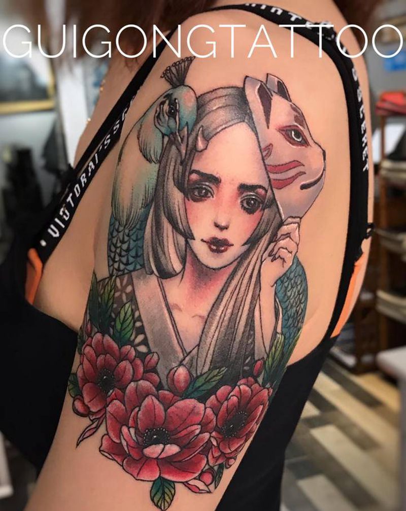 遮盖纹身图片_手臂New School纹身图案