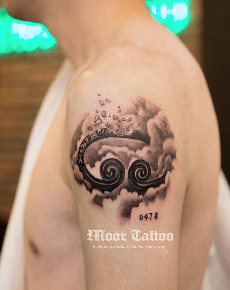 紧箍咒纹身图片_手臂肩部水墨水彩纹身图案