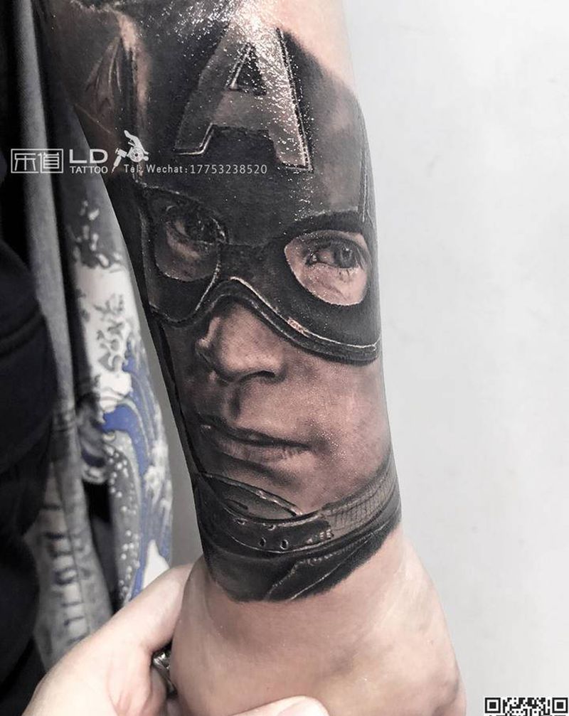 漫威纹身图片_手臂欧美写实漫威花臂纹身图案