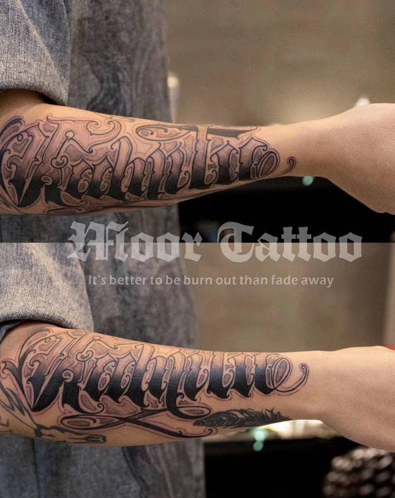 原创设计花体纹身图片_手臂腿部花体字纹身图案