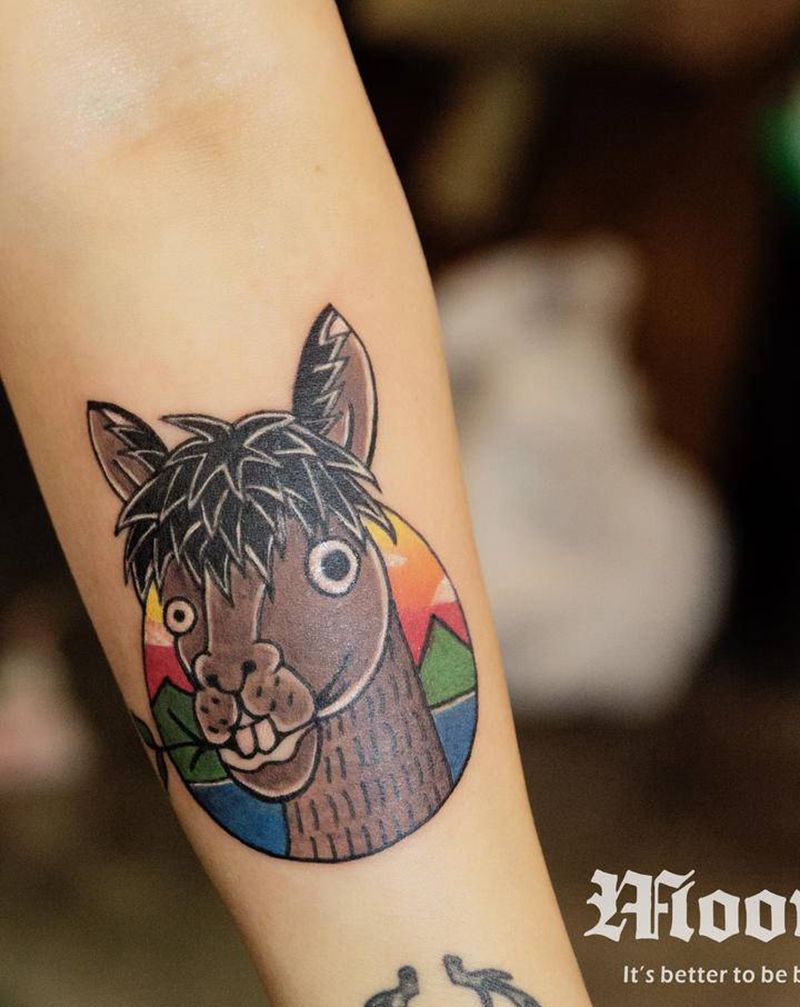 可爱小驴纹身图片_手臂手部Old School纹身图案