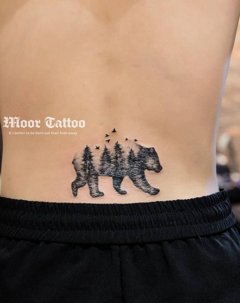 消失的小熊纹身图片_小清新纹身图案