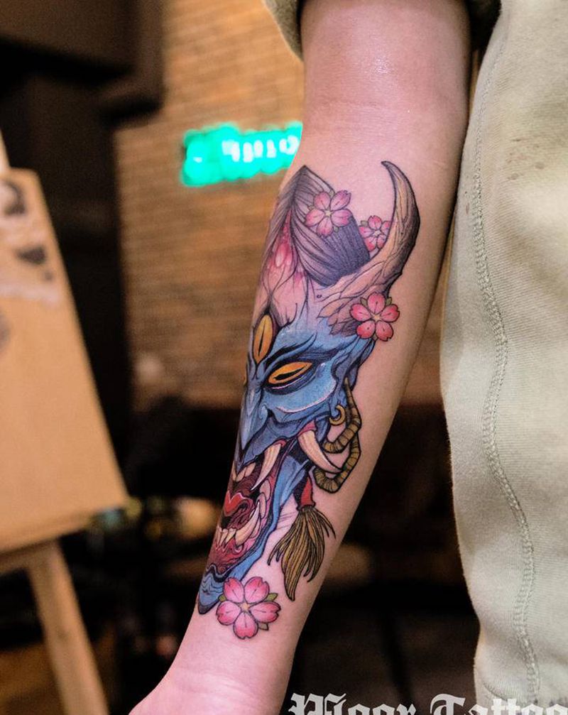 新传统般若纹身图片_手臂新传统纹身图案