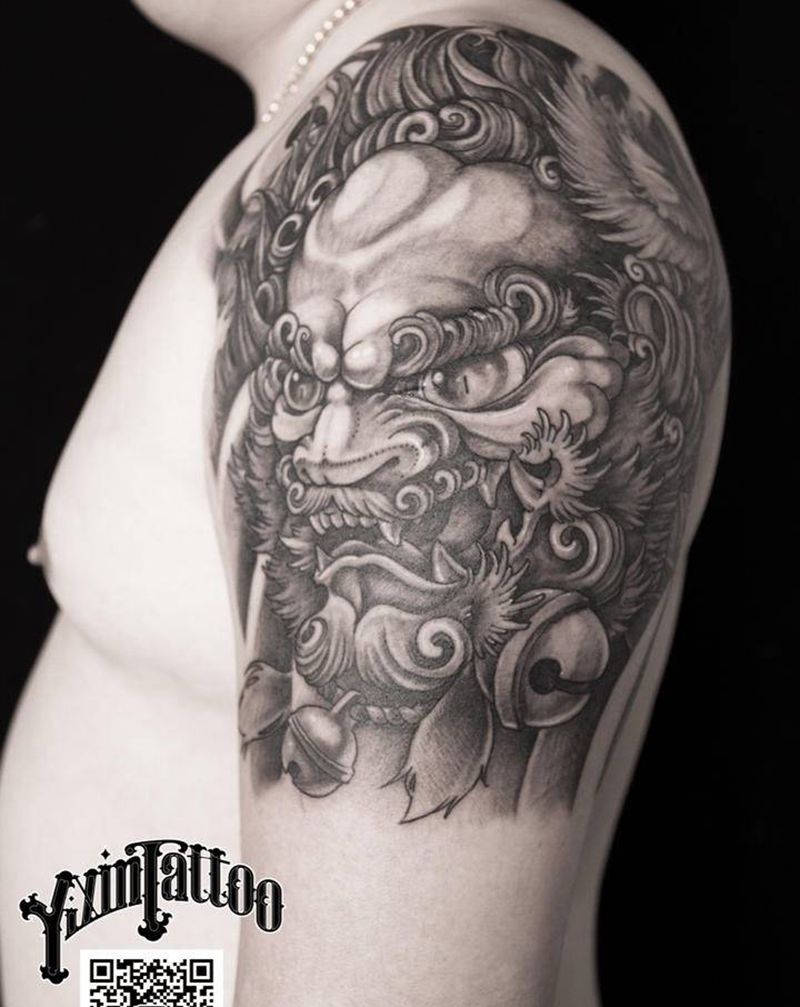 狮纹身图片_手臂新传统狮子纹身图案