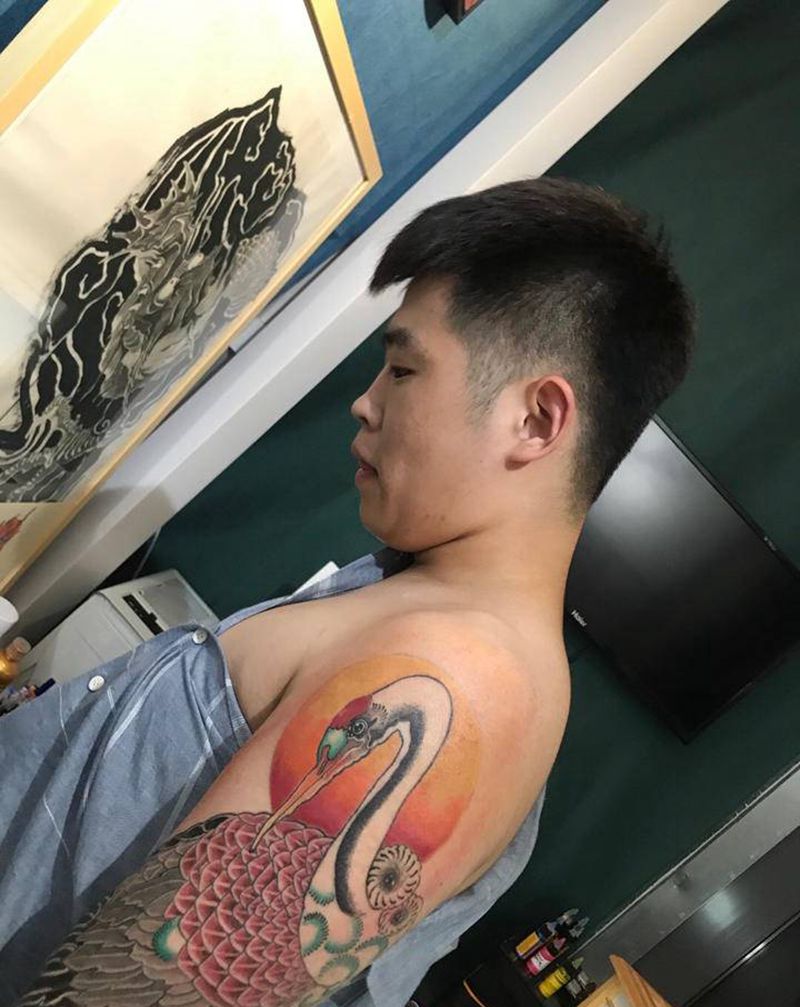 《仙鹤》纹身图片_手臂纹身图案