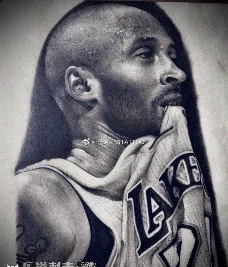 乐道学员近期作品纹身图片_欧美写实科比纹身图案