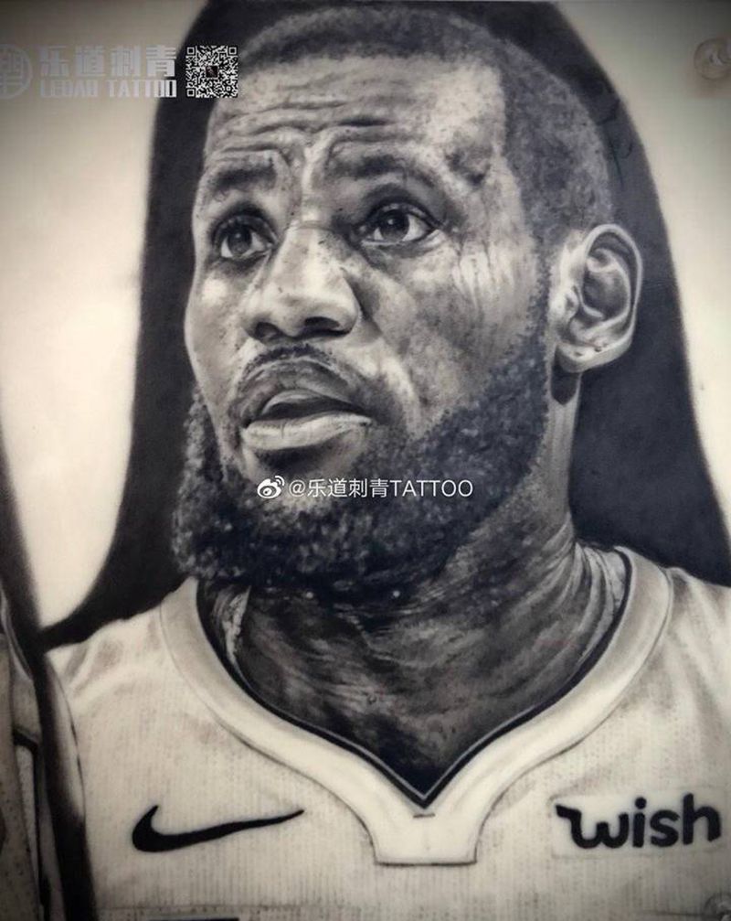 乐道学员近期作品纹身图片_欧美写实詹姆斯纹身图案