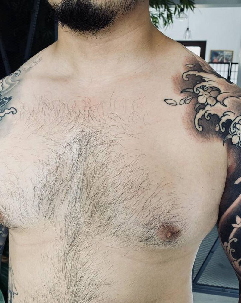 浪花花臂纹身图片_手臂新传统浪臂海浪浪花纹身图案