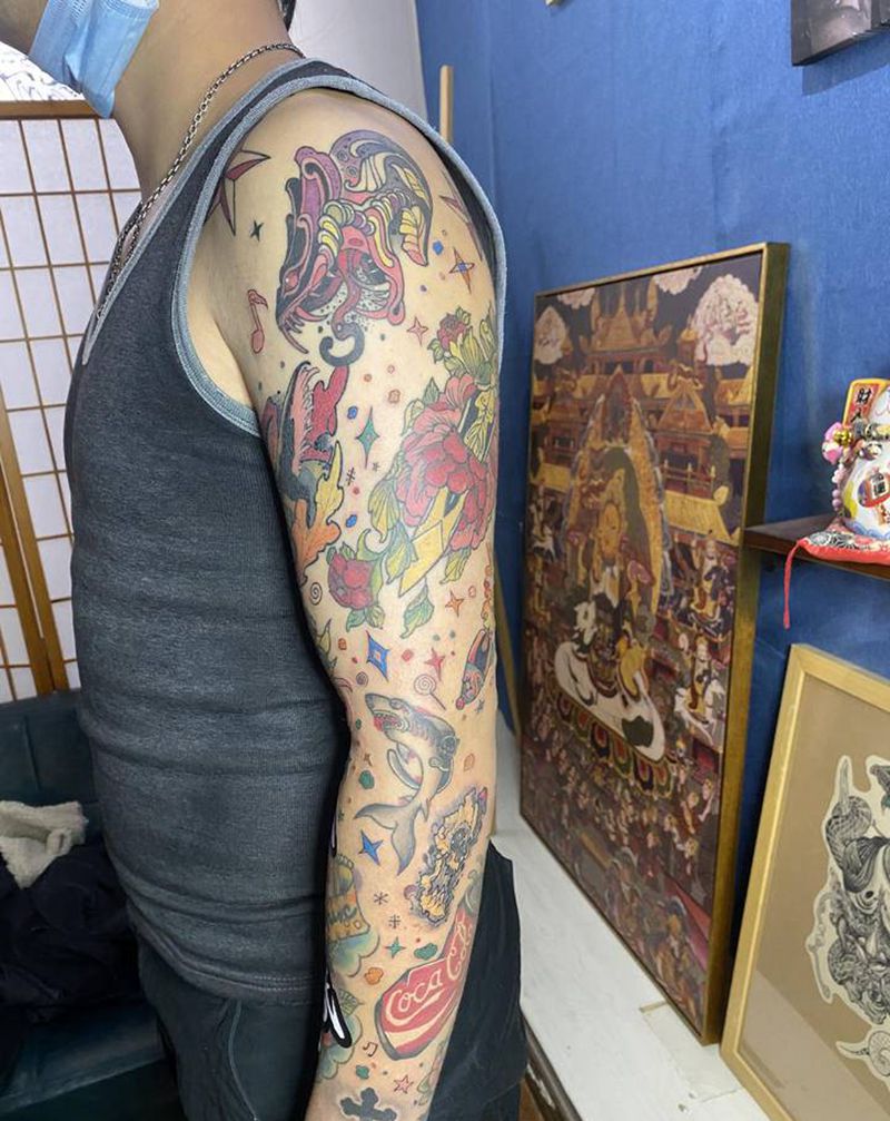 花臂纹身图片_Old School纹身图案