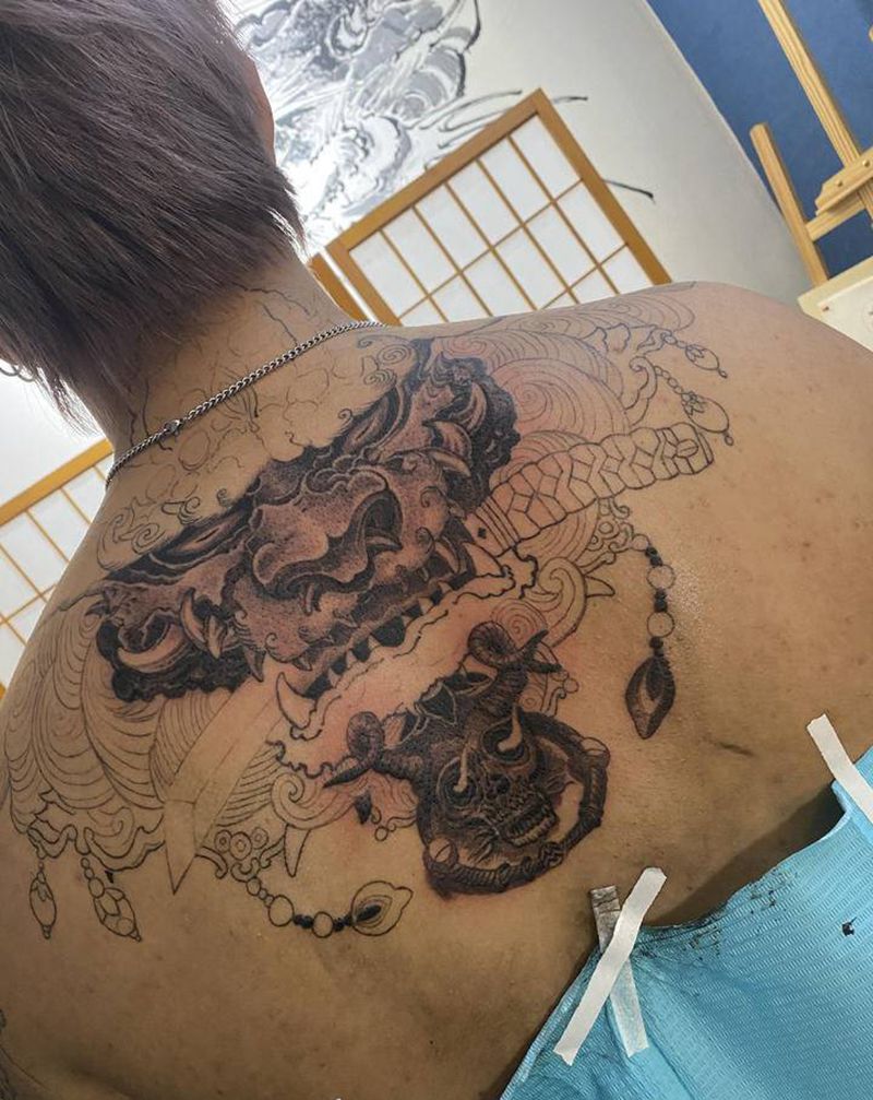 新传统纹身图片_肩部新传统纹身图案