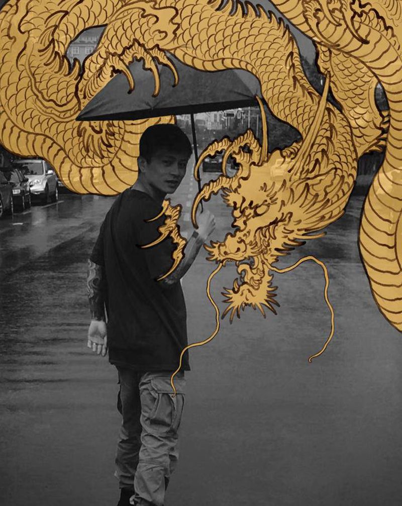 试着养几条龙纹身图片_背部新传统纹身图案