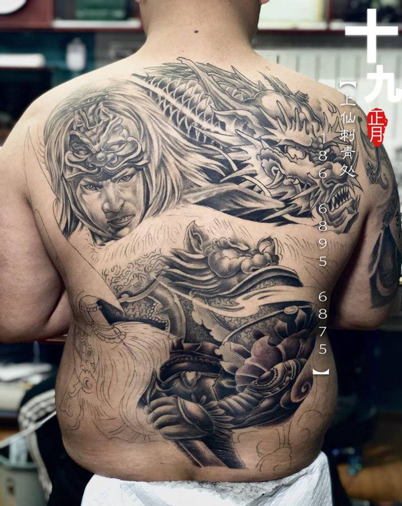 赵云纹身图片_背部胸部新传统老传统赵云赵子龙常胜将军纹身图案