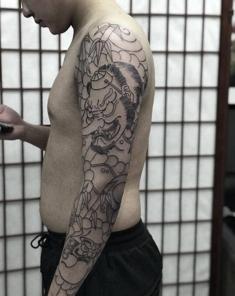 新开老传统花臂一条纹身图片_老传统纹身图案