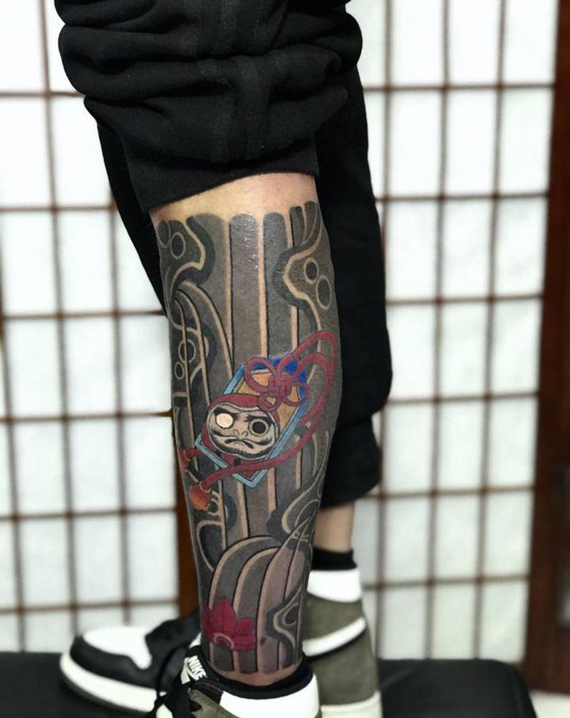 包小腿纹身图片_腿部老传统纹身图案
