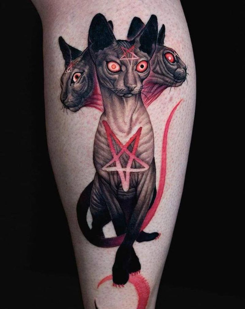 猫纹身图片_新传统纹身图案