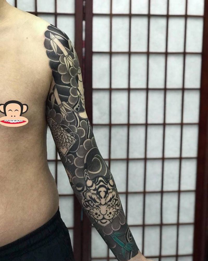 未完成，下次做彩色纹身图片_老传统纹身图案