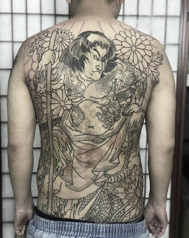 背景做完了，下次上色纹身图片_老传统纹身图案