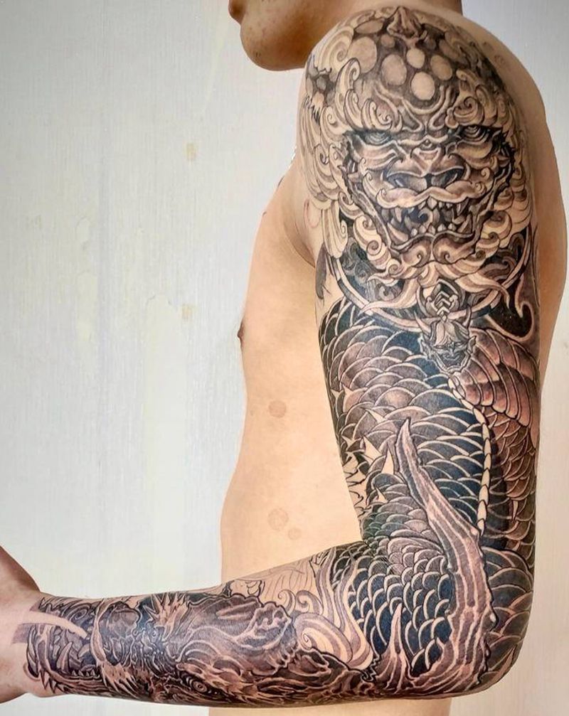 龙纹身图片_手臂花臂纹身图案