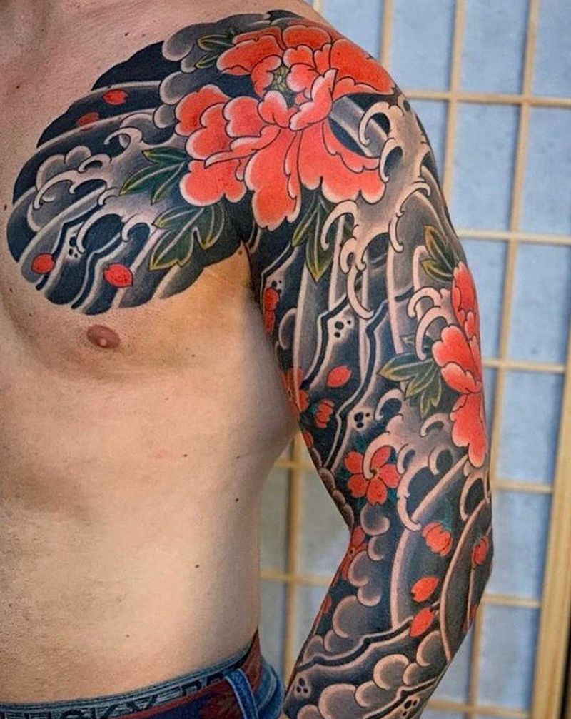 传统纹身图片_手臂胸部老传统纹身图案