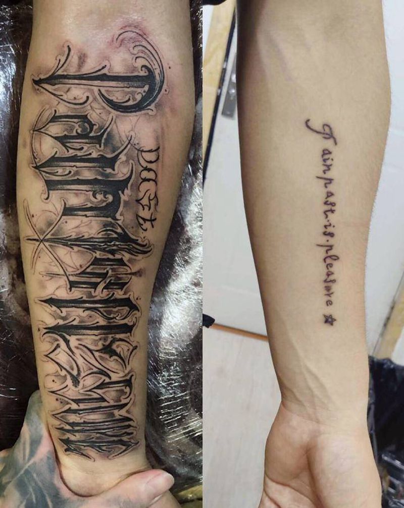 遮盖纹身图片_花体字纹身图案