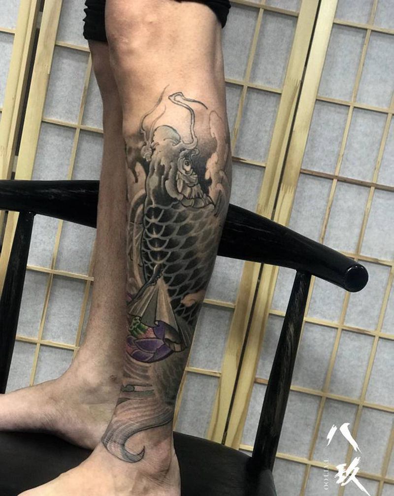 鲤鱼纹身图片_新传统纹身图案