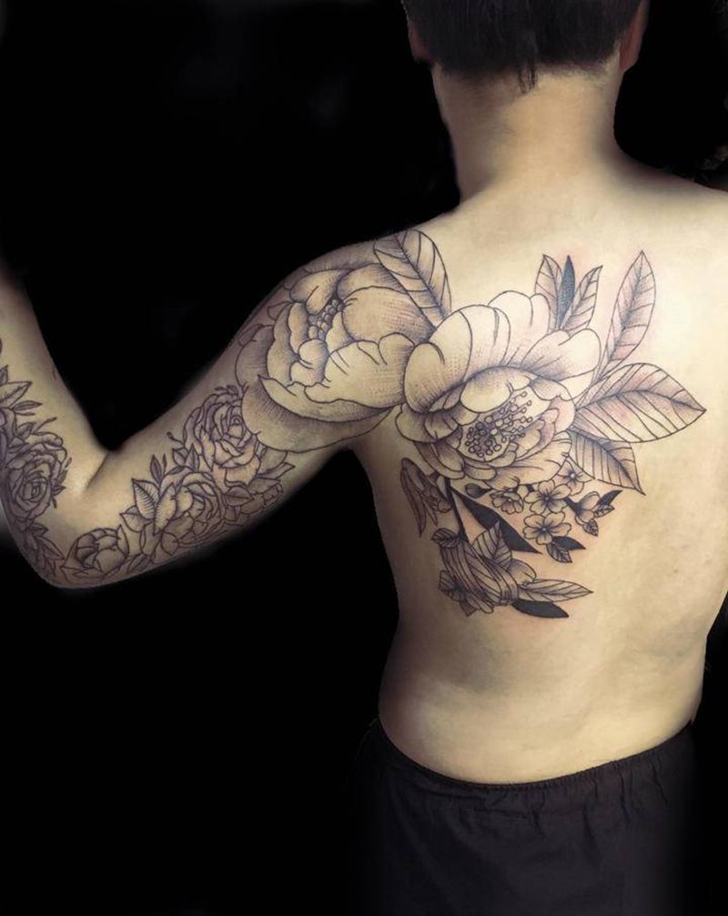 素花纹身图片_点刺纹身图案