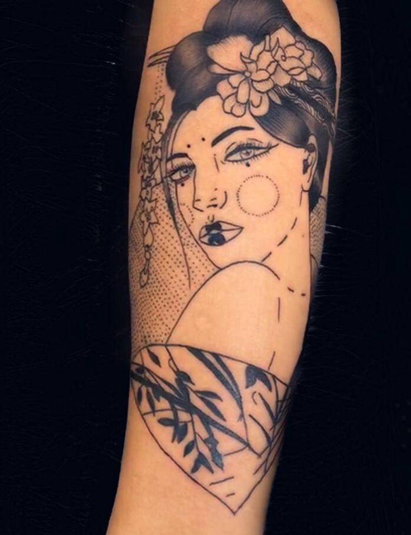 艺妓纹身图片_新传统纹身图案