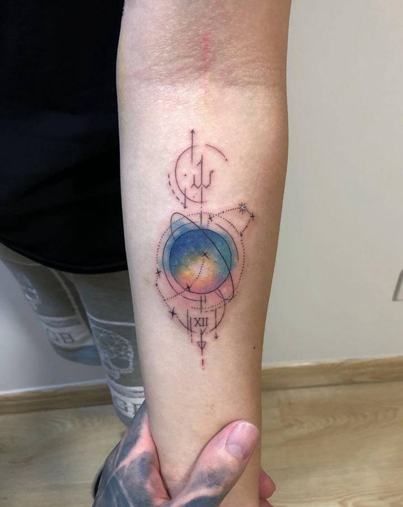 水彩纹身图片_手臂纹身图案